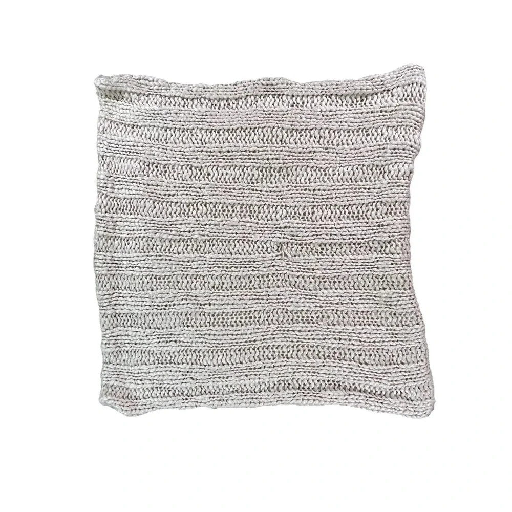 Pottery Barn Knit Pillow Shams Standard Neutral Beige 24